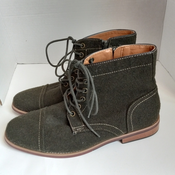 Giorgio Brutini Oxford Boot Mens 8.5 Chukka Lace Up Green Felt Stitch Side Zip